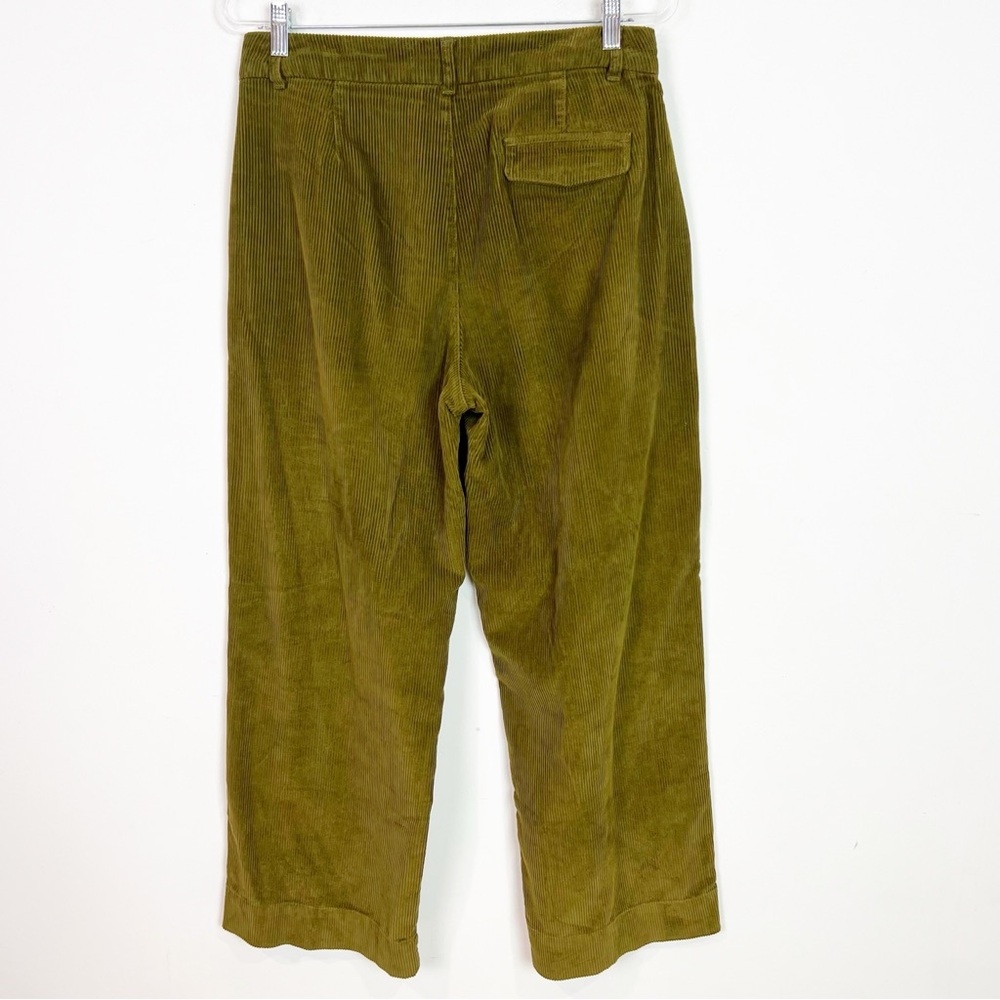 OLD NAVY MUSTARD OLIVE GREEN WIDE LEG CORDUROY HIGH RISE PANTS WOMENS SZ 8 - Picture 5 of 8